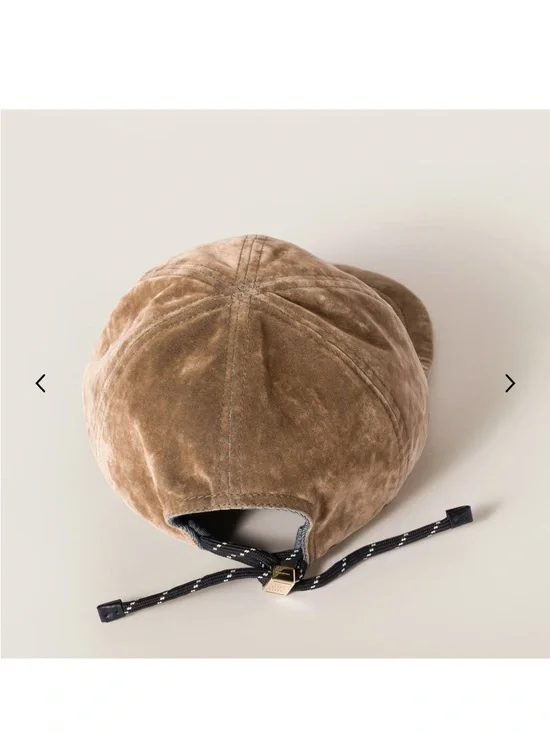 Miu Miu Tan Velvet Logo Baseball Cap - Picture 3 of 7